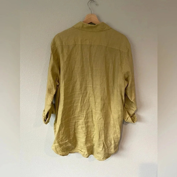 NY Khakis 100% Linen button down shirt size Large - Picture 2 of 3